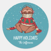 Snowy Winter Holiday Ronde Sticker (Voorkant)