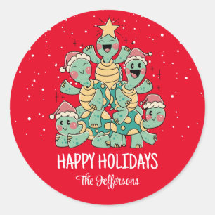 Snowy Winter Holiday Ronde Sticker