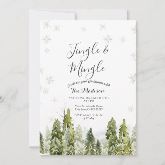 Snowy Winter Jingle & Mingle Winter uitnodiging (Voorkant)
