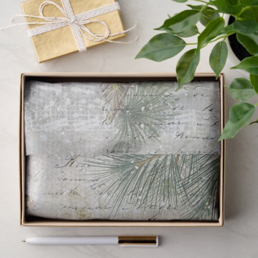 Snowy Winter Kerstmuziek Collage Tissuepapier (Geschenk)