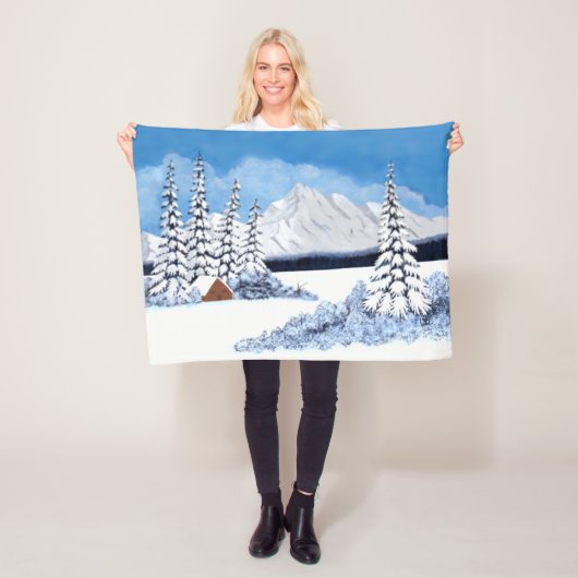 Snowy Winter Kleine Fleece Deken (In situ)