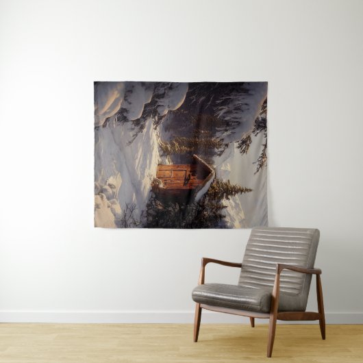 Snowy Winter Landscape Art Tapestry Wandkleed (In Situ (horizontaal))
