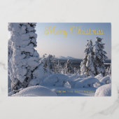 Snowy Winter Landscape Merry Kerstry Folie Feestdagenkaart (Voorkant)