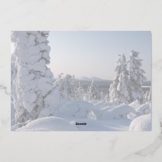 Snowy Winter Landscape Merry Kerstry Folie Feestdagenkaart (Achterkant)