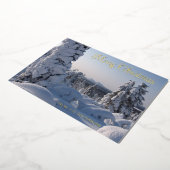 Snowy Winter Landscape Merry Kerstry Folie Feestdagenkaart (Gedraaid)