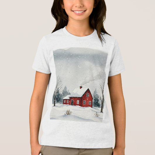 Snowy winter landscape Tri-Blend shirt (Voorkant)