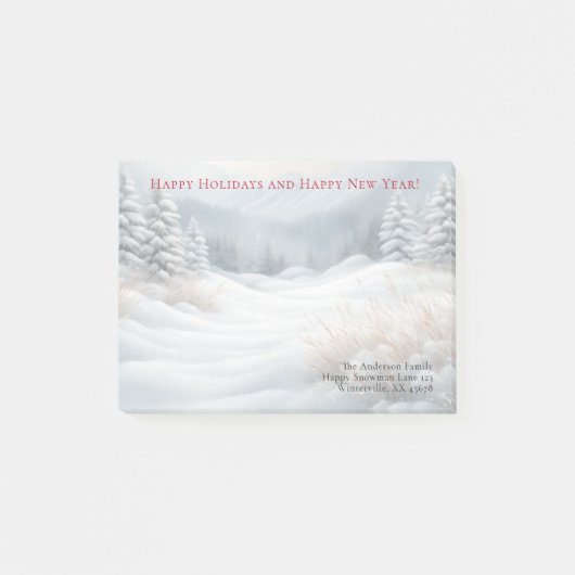 Snowy Winter Landscape Vakantie Briefkaart Post-it® Notes (Voorkant)