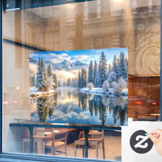 Snowy Winter Landscape Window Cling Raamsticker (Cafe Raam)
