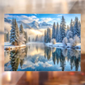 Snowy Winter Landscape Window Cling Raamsticker (Vel 2)