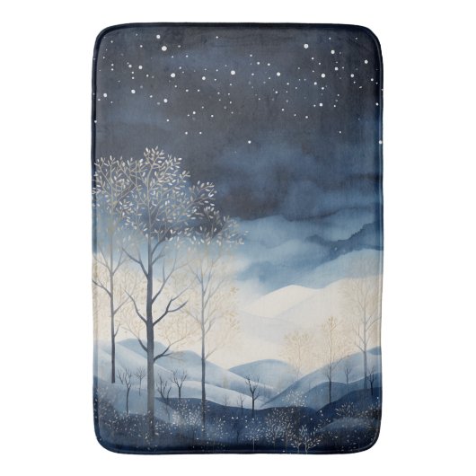 Snowy Winter Landschap Bath Mat (Voorkant Verticaal)
