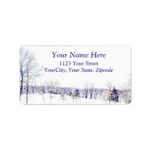 Snowy Winter Landschap Etiket (Voorkant)