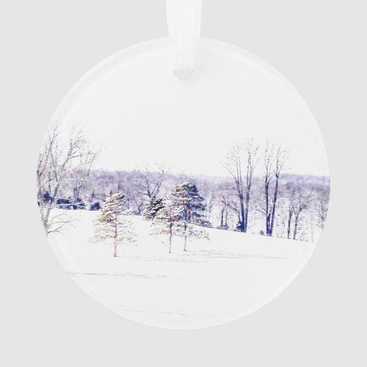 Snowy Winter Landschap Ornament (achterkant)