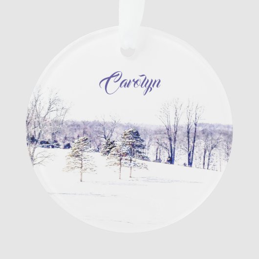 Snowy Winter Landschap Ornament (voorkant)