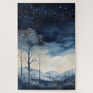 Snowy Winter Landschap Puzzel