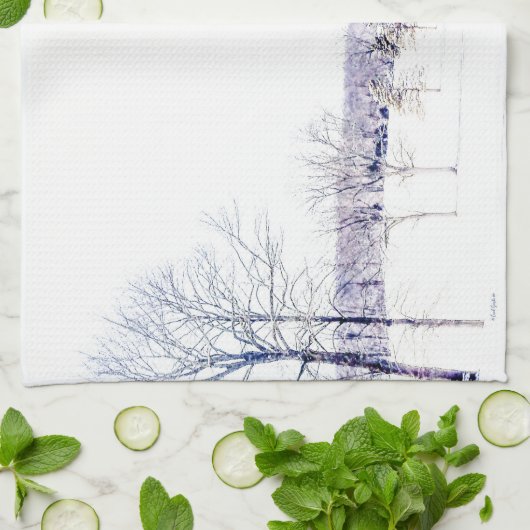 Snowy Winter Landschap Theedoek (Gevouwen)