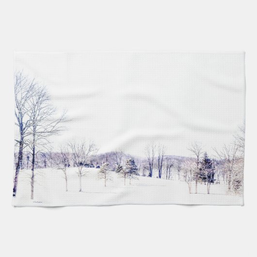 Snowy Winter Landschap Theedoek (Horizontaal)