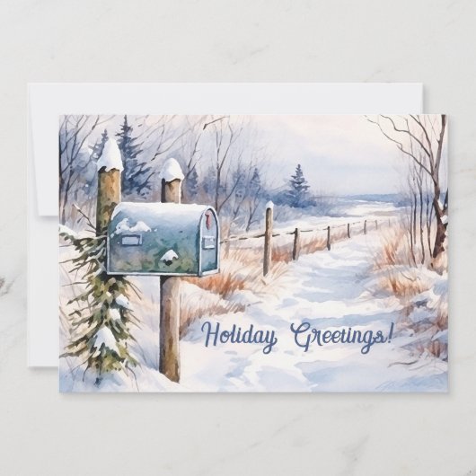 Snowy Winter Landschap Vakantie Groet Kaart (Voorkant)