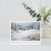 Snowy Winter Landschap Vakantie Groeten Briefkaart (Staand voorkant)