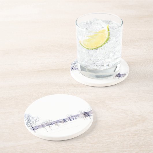 Snowy Winter Landschap Zandsteen Onderzetter (Zijkant)