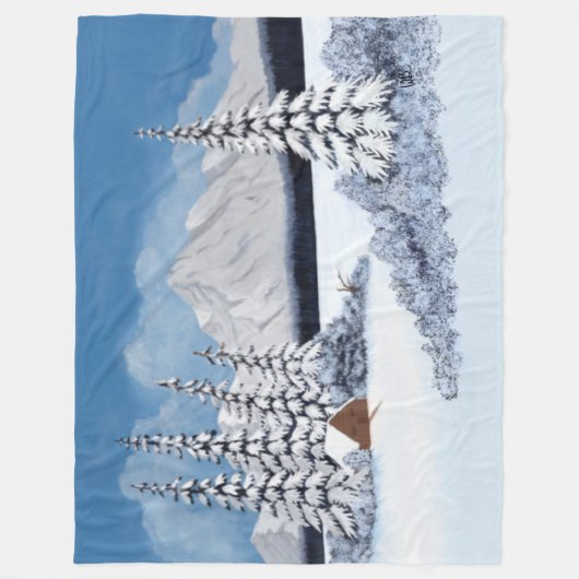 Snowy Winter Large Fleece Blanket (Voorkant)