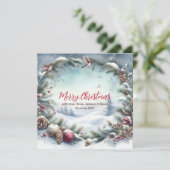 Snowy Winter Lijst Kerst Feestdagenkaart (Staand voorkant)