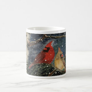 Snowy Winter Male en Vrouw Cardinals Coffee Mok