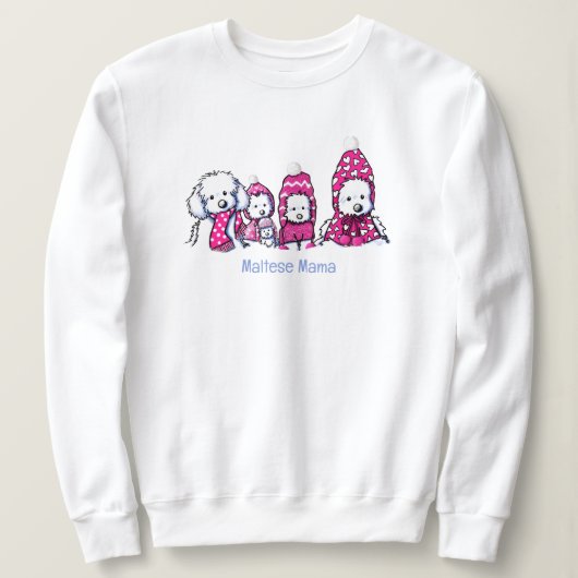 Snowy Winter Maltese In Pink Trui (Design voorkant)