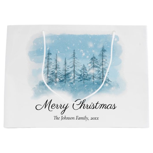 Snowy Winter Merry Christmas Gift Bags Groot Cadeauzakje (Voorkant)