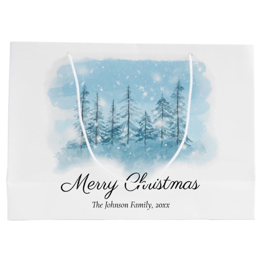 Snowy Winter Merry Christmas Gift Bags Groot Cadeauzakje (Achterkant)