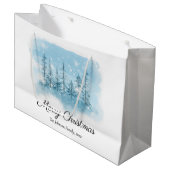 Snowy Winter Merry Christmas Gift Bags Groot Cadeauzakje (Voorkant Gekanteld)