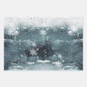 Snowy Winter Mountain Forest Silver Snowfall Inpakpapier Vel (Voorkant)
