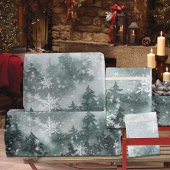 Snowy Winter Mountain Woodland Forest Snowflakes Cadeaupapier