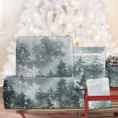 Snowy Winter Mountain Woodland Forest Snowflakes Cadeaupapier