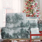 Snowy Winter Mountain Woodland Forest Snowflakes Cadeaupapier