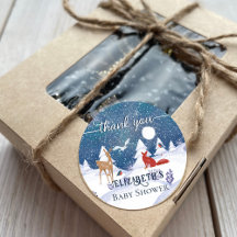 Snowy Winter Natuur Dieren Baby shower Dank u