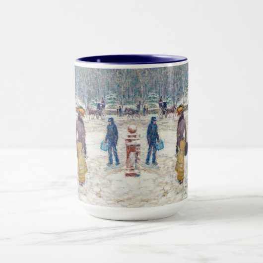 Snowy Winter New York City Scene Art Mok (Midden)