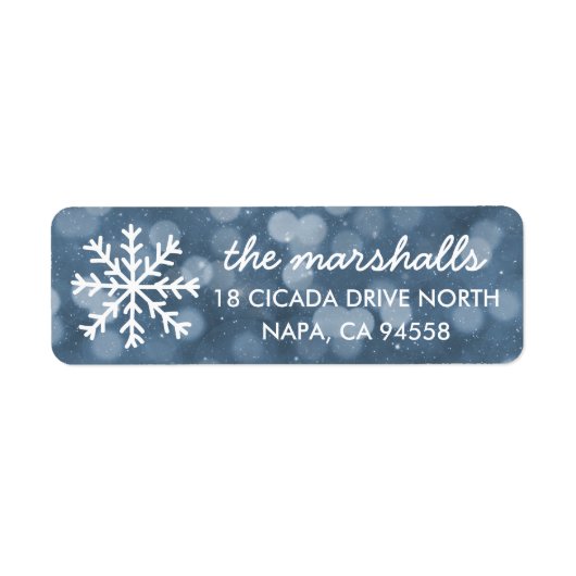 Snowy Winter Night Bokeh Holiday Etiket (Voorkant)