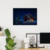 Snowy Winter Night Poster (Thuiskantoor)