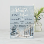 Snowy Winter ONEderland 1st Birthday Boy Kaart (Staand voorkant)