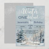 Snowy Winter ONEderland 1st Birthday Boy Kaart (Voorkant / Achterkant)