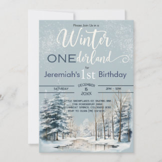 Snowy Winter ONEderland 1st Birthday Boy Kaart