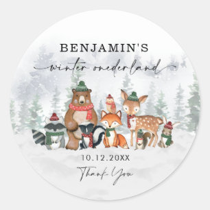 Snowy Winter ONEderland Forest Animals Bedankt Ronde Sticker