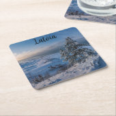 Snowy winter Oostzeekust zee Kartonnen Onderzetters (Schuin)