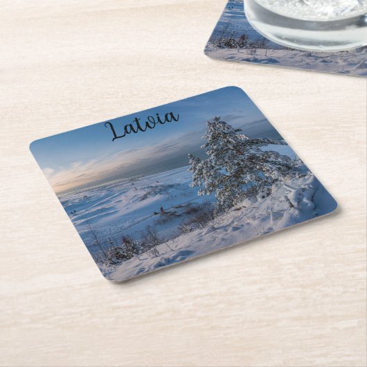 Snowy winter Oostzeekust zee Kartonnen Onderzetters (Schuin)