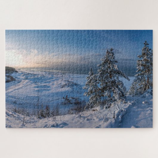 Snowy winter Oostzeekust zee Legpuzzel (Horizontaal)
