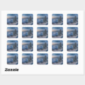 Snowy winter Oostzeekust zee Vierkante Sticker (Vel)