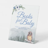 Snowy Winter Owl Baby shower Baby Boeken Tafel Reclamebord Met Voetstuk (Voorkant)