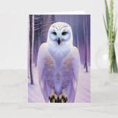Snowy Winter Owl kerstkaart Feestdagen Kaart (Voorkant)