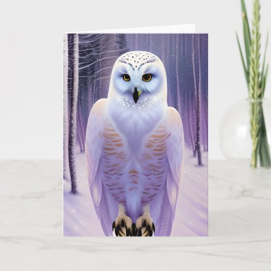 Snowy Winter Owl kerstkaart Feestdagen Kaart (Voorkant)