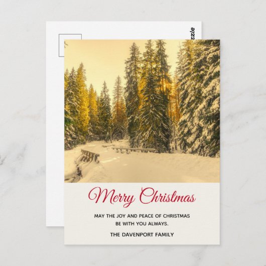 Snowy Winter Path met Pine Trees Kerstmis Briefkaart (Voorkant / Achterkant)